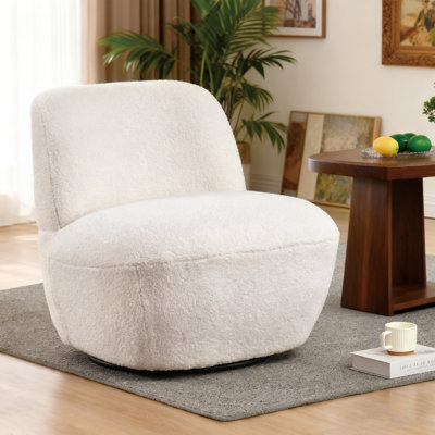 Cozy Modern Bouclé Swivel Lounge Accent Seating Chair by Latitude Run