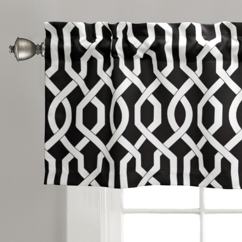 Geometric Tailored Window Pelmet, Black
