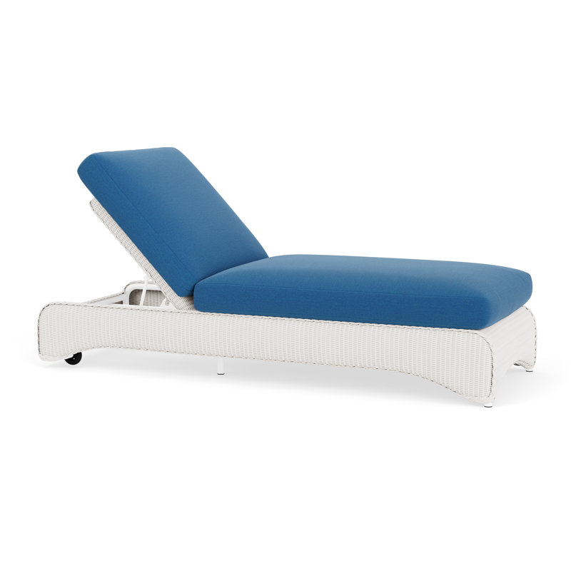 Loom Outdoor Chaise Lounge, White, Beach Navy