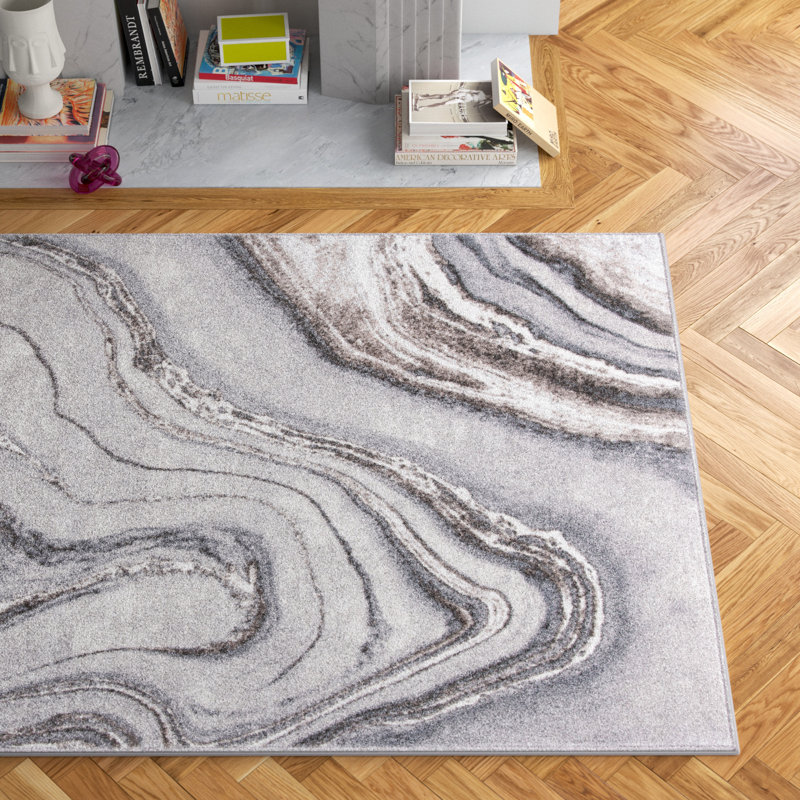 Tapis gris / ivoire Arva, Rectangle de 10 pi x 14 pi