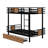 Twin XL Over Twin XL Metal Bunk Bed With MDF Board Guardrail And 2 Drawers-112787342