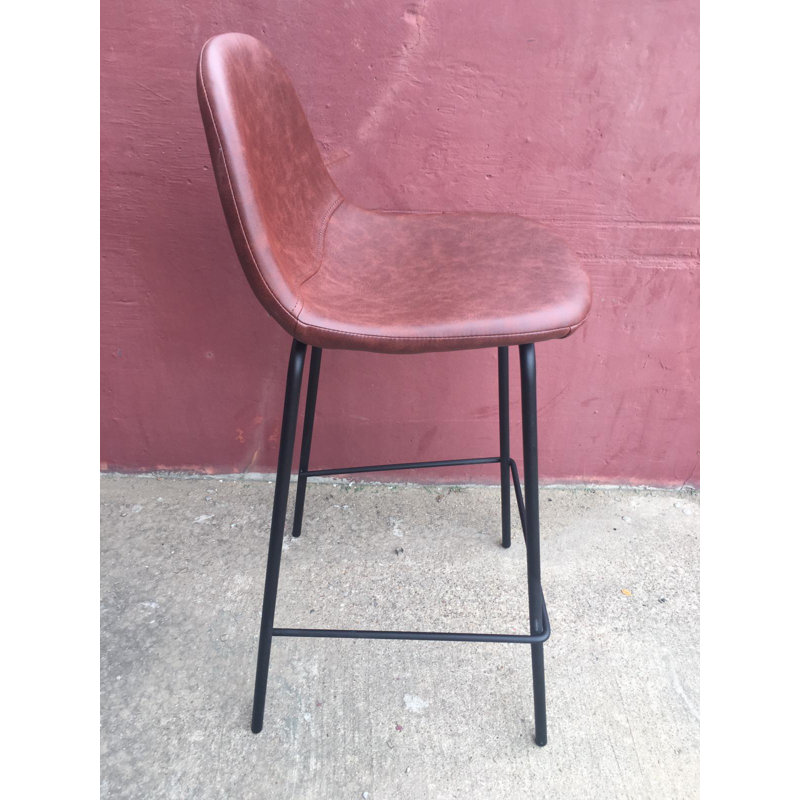 Joshveer Upholstered Counter Stool with Metal Frame, Reddish Brown