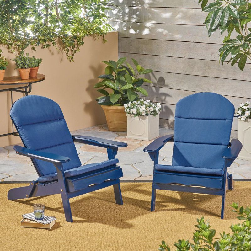 Chaise Adirondack pliante en bois massif Nahant, Bleu marine