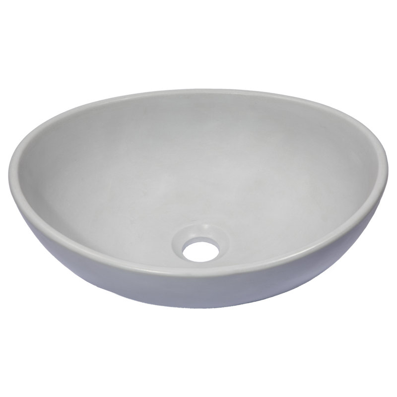 Eden Bath 13.4'' Concrete Oval Bathroom Sink, Light Earthen Gray