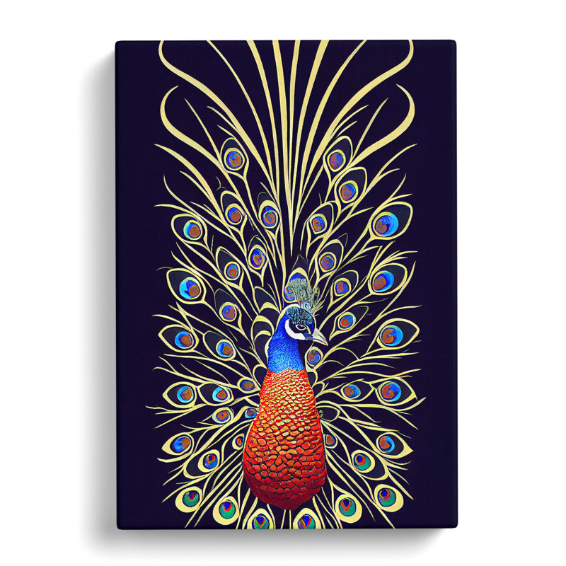 Fascinating Peacock Art No.1 - Wrapped Canvas Print, 50cm H x 35cm W