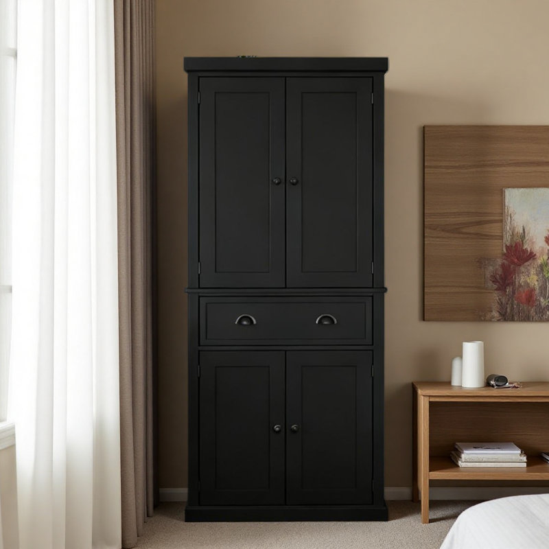 Armoire de rangement pour couloir, armoire de cuisine, armoire de rangement autoportante pour la maison, Noir