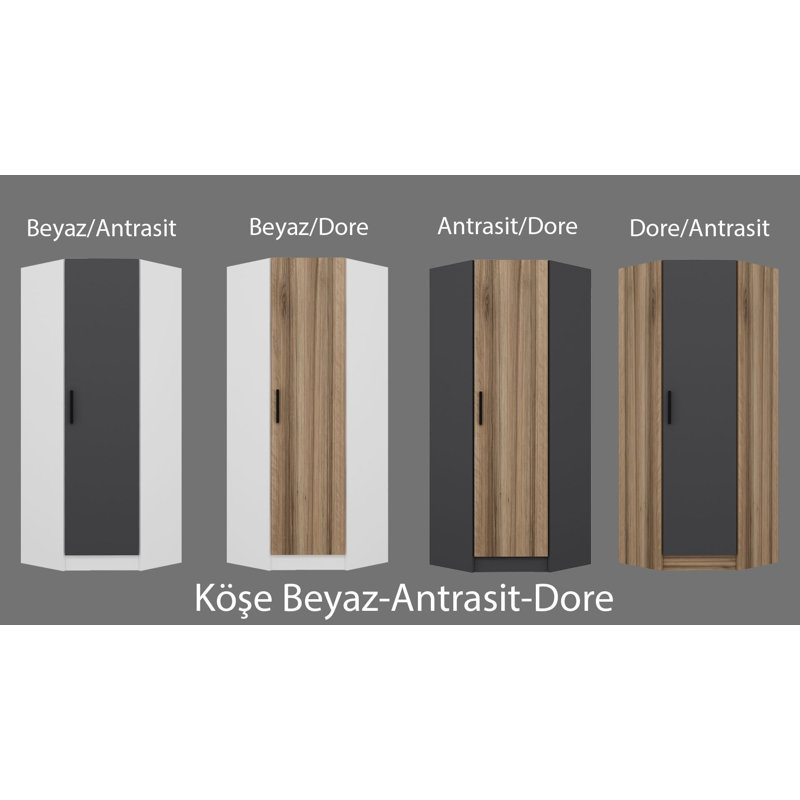 Garde-robe, Gris anthracite / blanc, H 74,67 po x l 29,08 po x P 20,44 po