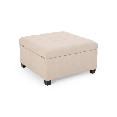 Upholstered Tufted Fabric Storage Ottoman
