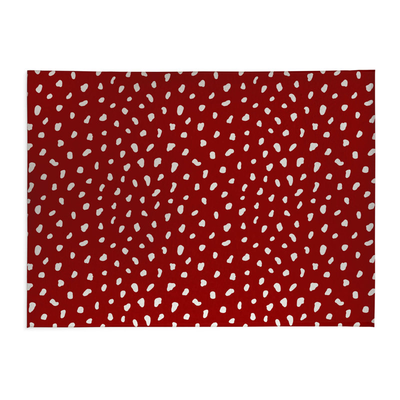 Tapis de cuisine Paint Drop, Rouge canneberge, Rectangle 5 pi x 7 pi
