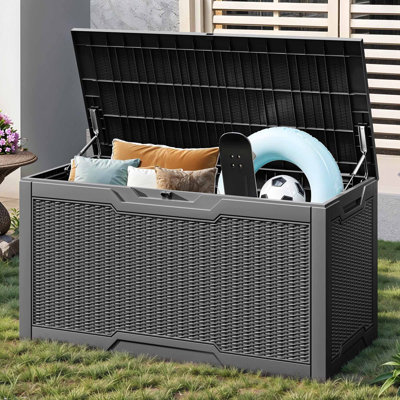 100 Gallon Outdoor Storage Deck Box Large Resin Patio Bench Lockable Container