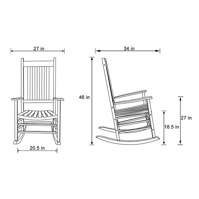 Chaise berçante d'extérieur en bois avec coussin Emjay, Noir