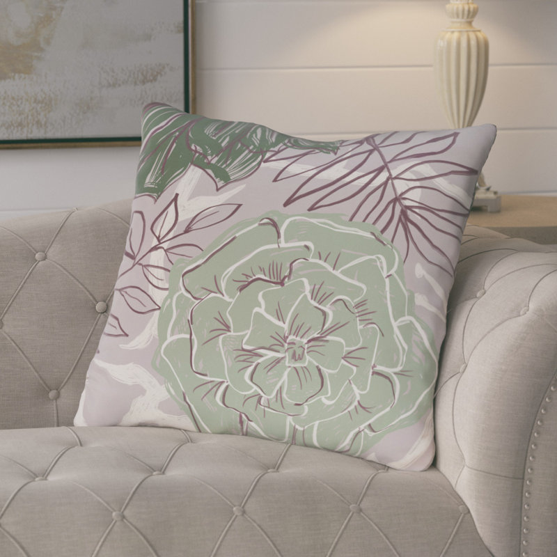  Outdoor Square/Rectangle Pillow Cover & Insert, 20" H x 20" W, Pale celery