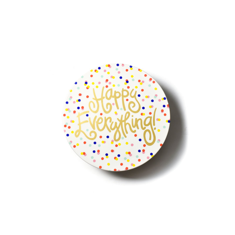 White Ceramic Cake Stand with Colorful Dots, 14in Diameter