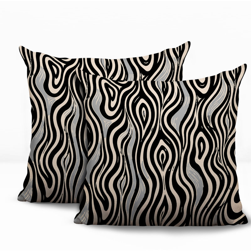 Oreiller réversible intérieur / extérieur à imprimé zébré Franki, 16x16, Gray