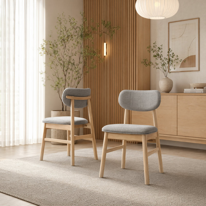 18.7 H Upholstered Dining Chair, Oak