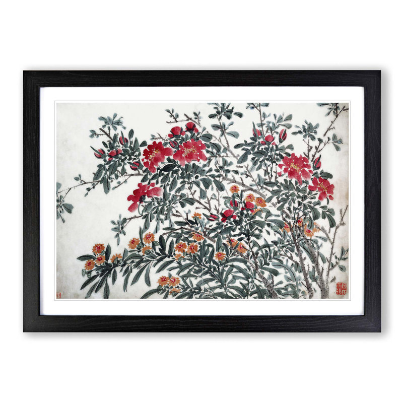 Garden Flowers Vol.5 by Chen Daofu - Picture Frame Painting Print, Black Framed, 36cm H x 48cm W x 2cm D