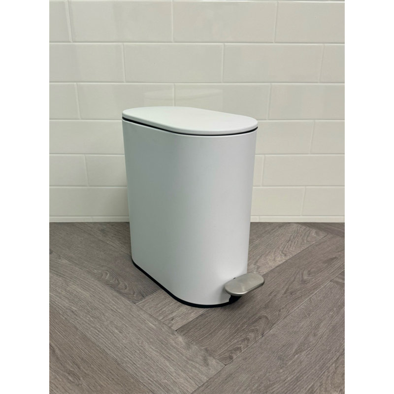 Fortuna 5L Soft Close Steel Bathroom Pedal Bin, White