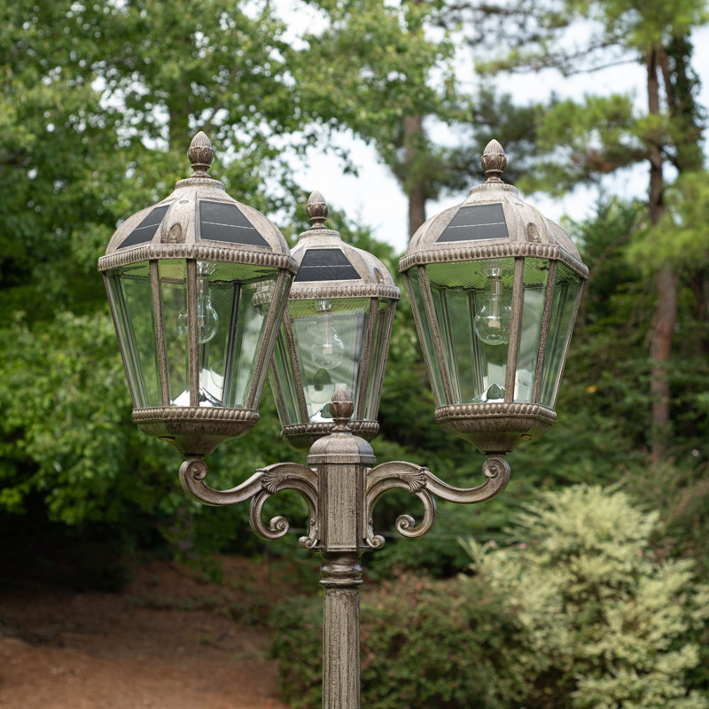 Poteau de lampe solaire à culot triple sans creusage ni câblage 