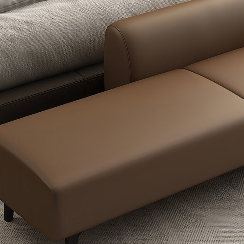 Banc rembourré en cuir véritable Shivaan, Café