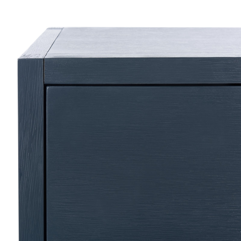 Navy and Gold Acacia Wood 1-Drawer Nightstand
