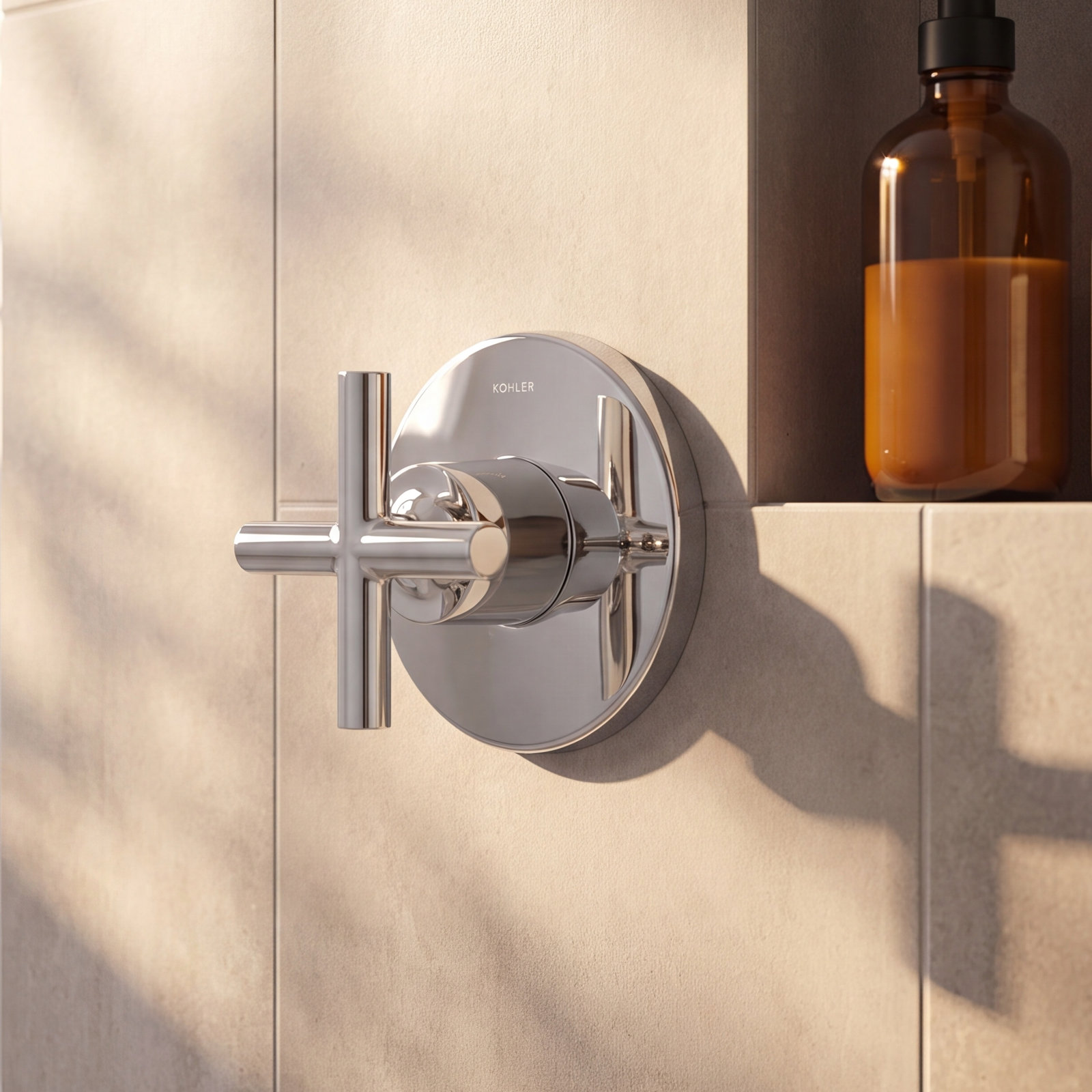 Purist Transfer Valve Trim with Cross Handle, Polished Chrome