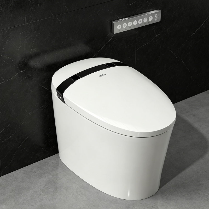 KEETO T02A Smart Toilet with Bidet Built In, 1000g MaP Flush, Auto Open/Close Lid, Foot Sensor, Auto Flush, Heated Seat, Built-In Tank and 12" Rough-In