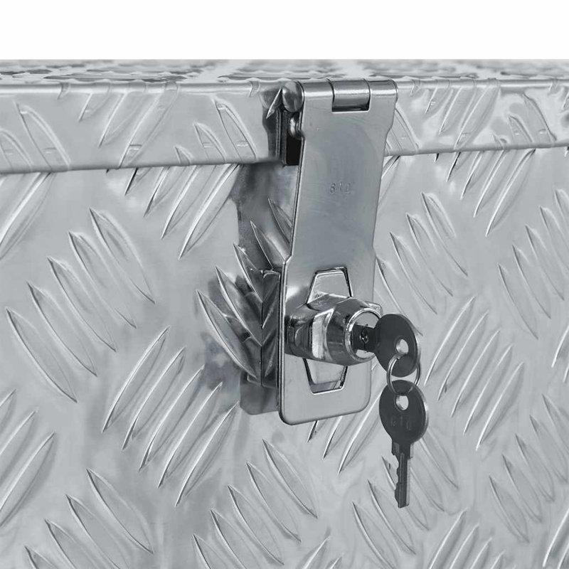 Tool Box Outdoor Storage Box with Locking System Tool Chest Aluminum, 13.78" H x 31.5" W x 11.81" D, Silver