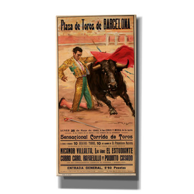 «Epic Graffiti Matador Barcelona I» par Vintage Posters, art mural sur toile, 30 po x 60 po