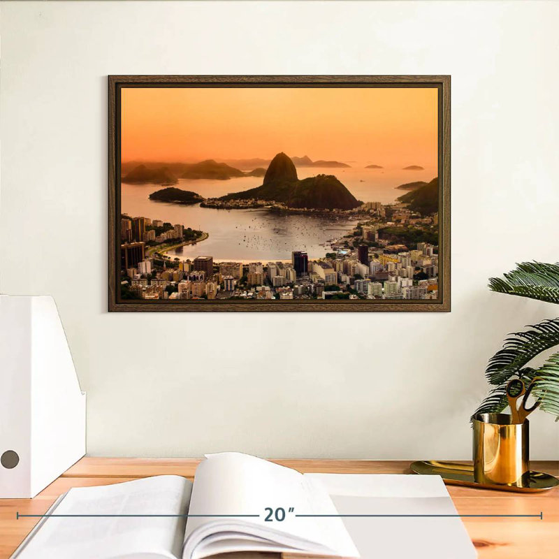 Rio de Janeiro, 13 po x 9 po, Cadre flottant en noyer