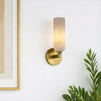 Applique murale articulée à 1 lumière avec abat-jour en faux albâtre