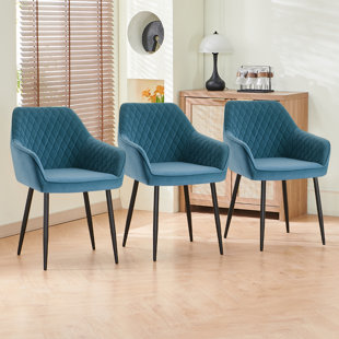 Vintage Upholstered Casual Velvet Dining Chairs with Arms Set of 1/3