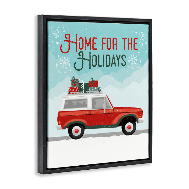 Cadre flottant Retro Home For Holidays, design par Jilly Jack Designs, H 21 po x l 17 po, Cadre flottant noir de jais