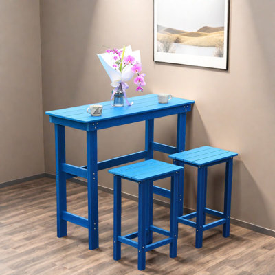 Durable Hdpe Dining Table Sets, Lake Blue, Outdoor Garden Style