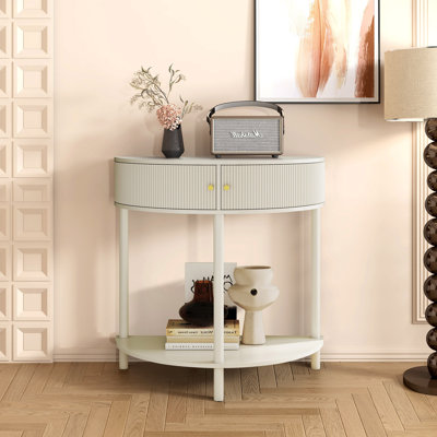 Console moderne en demi-cercle cannelé 31,5 po Modern