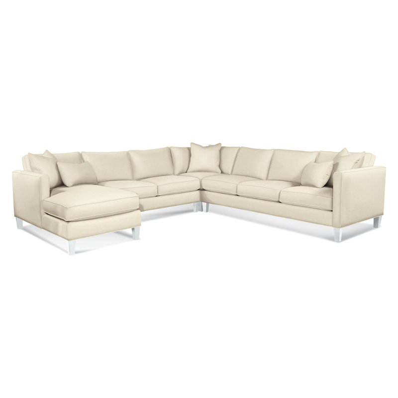 Canapé modulaire de coin de 122 po Lenox, Blanc givré, Orienté à gauche (vu de face), Bourgeon de fleurs ‑ 0587-41