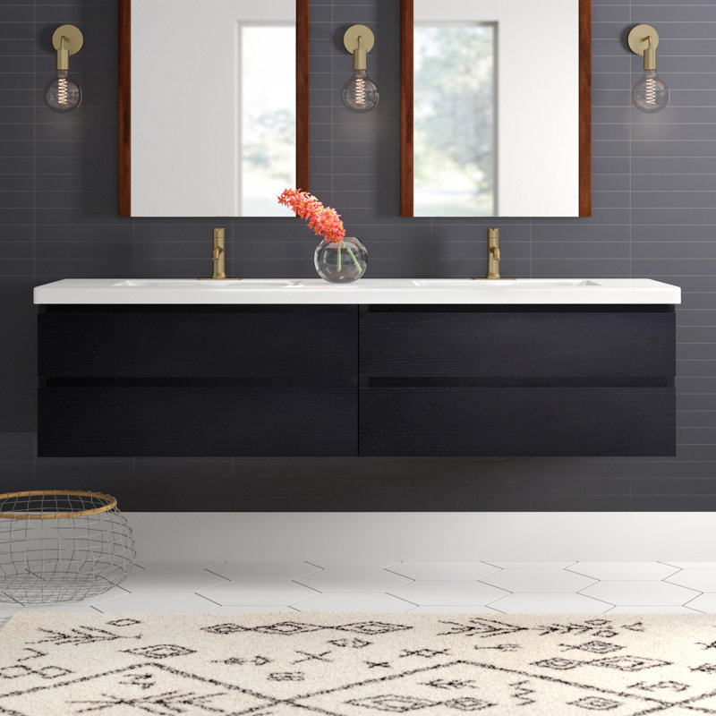 Drason Double Bathroom Vanity with Acrylic Top, Black