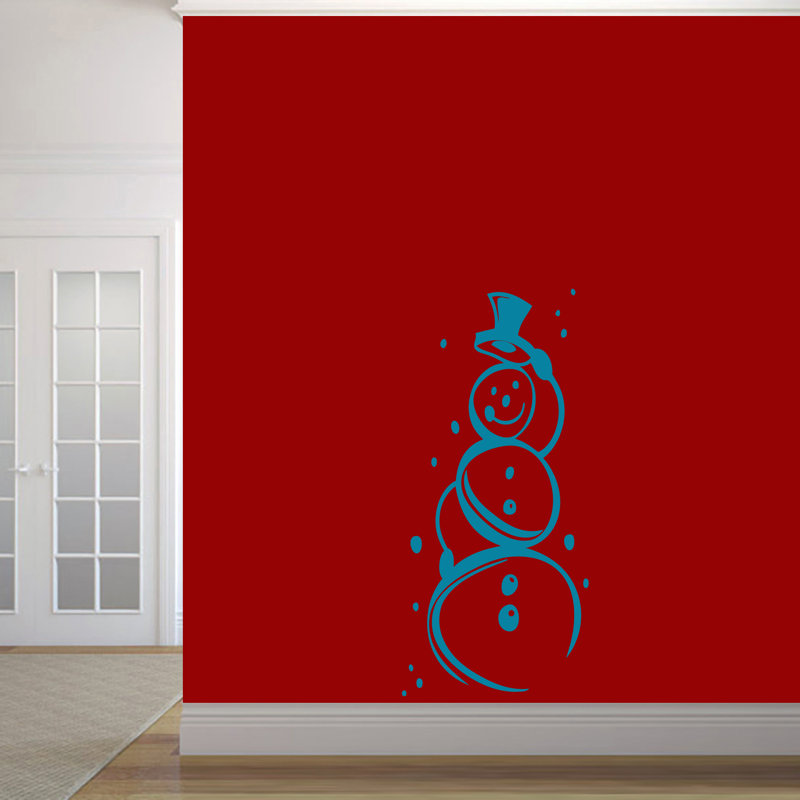Décalcomanie murale jolie bonhomme de neige Trexler, Bleu sarcelle