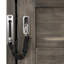 Lit simple en brun, pliable dans une armoire avec DEL, idéal pour les salles multifonctionnelles, éclairage à DEL à mécanisme hydraulique fluide et peu encombrant, petits espaces de vie bruns, solution Lift-128991944