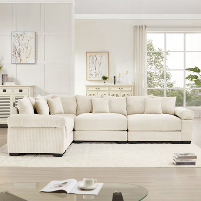 Luxurious Corduroy Upholstered Sofa with Ergonomic Design and Modular Flexibility