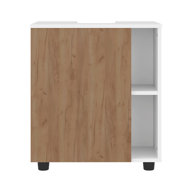 Pascuale Two Side Shelves Under Sink Bathroom Cabinet With One Door and Cut-Out Back, Compact Freestanding Bathroom Storage