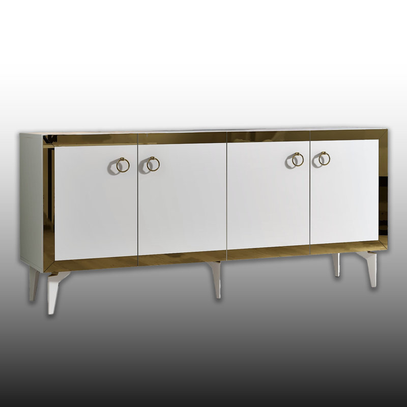 Console polyvalente de 59 po de largeur avec bandes réfléchissantes, Blanc