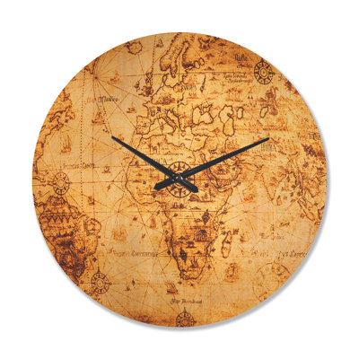 Horloge murale loupe sur carte du monde