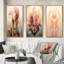 «Retro Boho Chic Minimal Geometric Retro Rose», 3 pièces sur toile-1328475215-1328475218