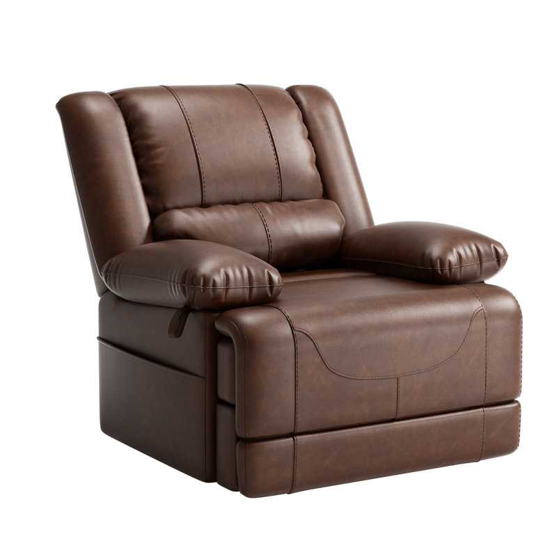 Maulin 37.8'' Wide Leather Dual Motors Lift Assist Power Massage Chairs with Heating Massager by Remote Control, Brown