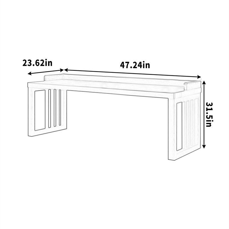 Bureau en hêtre avec pieds de clôture et stabilité, H 31,5 po x l 47,24 po x P 23,62 po