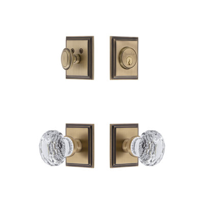 Ensemble d'entrée complet avec rosette carrée et poignée en cristal Carre