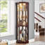 Armoire d'angle en verre avec vitrine lumineuse pour le salon, idéale pour les collections antiques et le rangement du vin-94944443