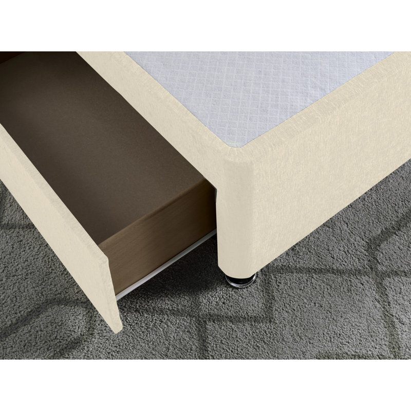 Chenille Divan Bed Base, Cream, Double (4'6), No Storage
