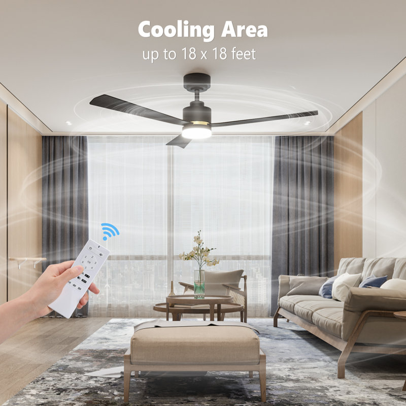 52" Low Profile Ceiling Fan with Light, Remote Control, Flush Mount, Reversible, 3 CCT Dimmable
