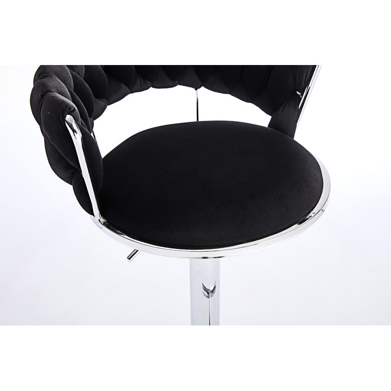 Ensemble de 2 tabourets de bar à hauteur réglable avec repose-pieds chromé, base pivotante et revêtement en velours pour plus de confort et de style